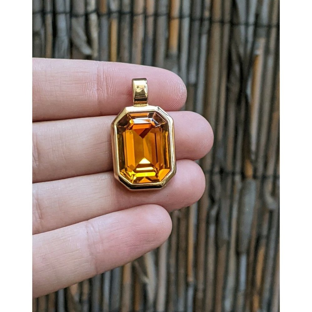 Christian Dior Faceted Crystal Gold Tone Pendant